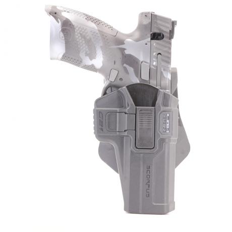 SC-G21 R - Polymerové pouzdro Scorpus pro Glock 21 (po úpravě pro P10S,C,SC,F)  s pojistkou (pádlo i opasková redukce) pro praváka (PB35) černé