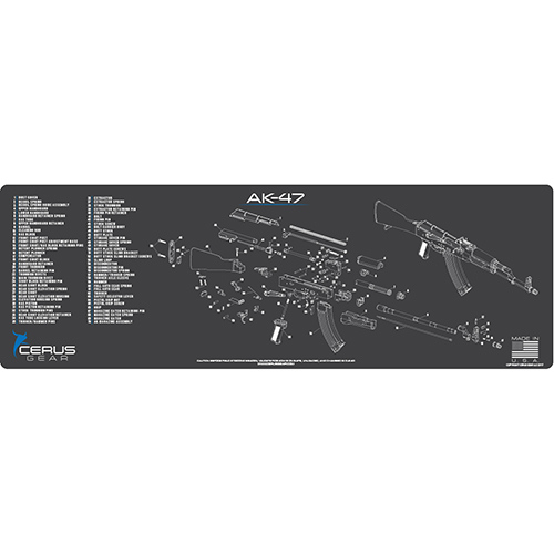 MAT-BIG-AK47-SCH-GRY - Podložka pro čištění zbraní AK47 SCHEMATIC RIFLE CHAR GRAY