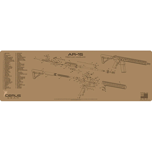 MAT-BIG-AR15-FFH-SCH-COY - Podložka pro čištění zbraní AR15 FREE FLOAT HANDGUARD SCHEMATIC COYOTE