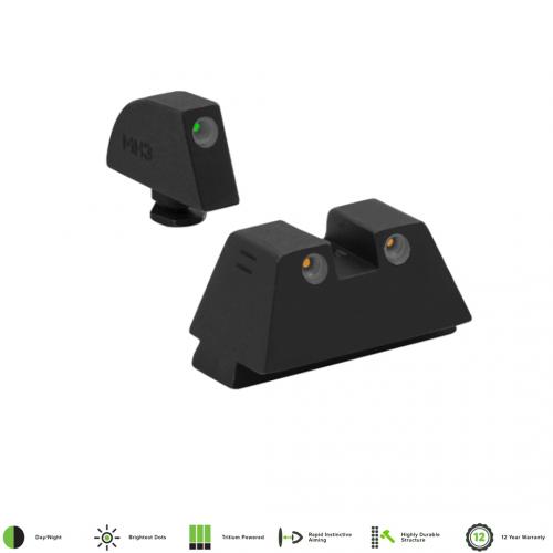 ML-12224 SUP O - Tritiová mířidla pro Glock 17/19 Mepro Tru-Dot SUPPRESSOR - zelená / oranžová